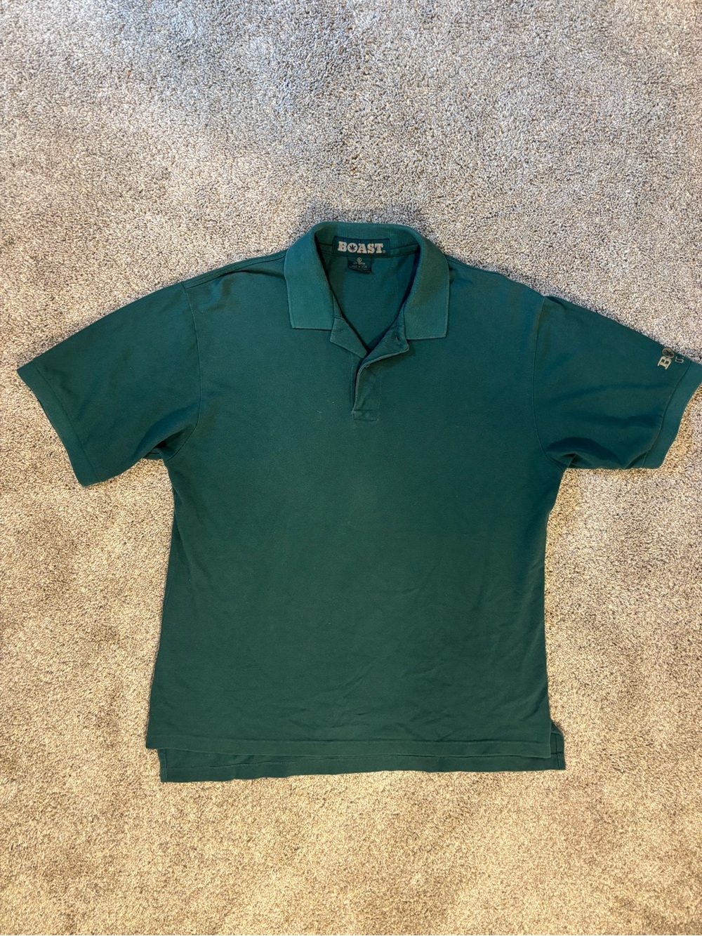 Vintage BOAST Green Men's XL Polo Shirt 100% Cotton Short Sleeve Embroidered 90s